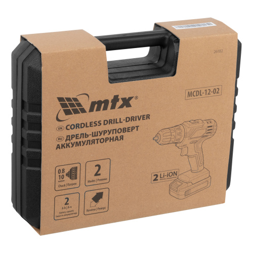 Дрель-шуруповерт аккумуляторная MCDL-12-02, Li-Ion, 12 В, 2 акк. MTX по ценам производителя в Краснодаре с доставкой по всей России