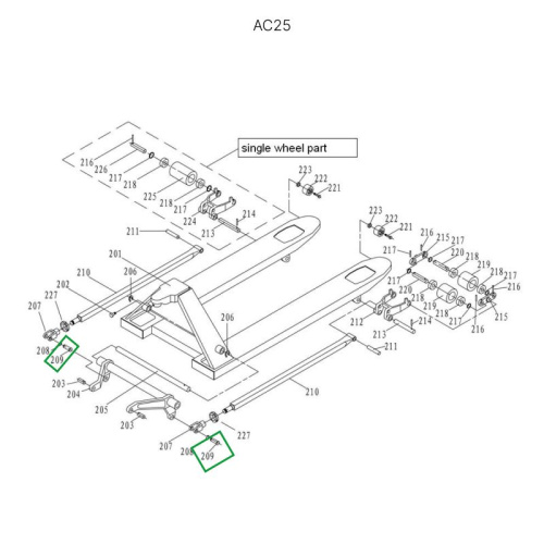 Ось крепления углового рычага к подвильной тяге для гидравлических тележек AC25 по ценам производителя в Краснодаре с доставкой по всей России