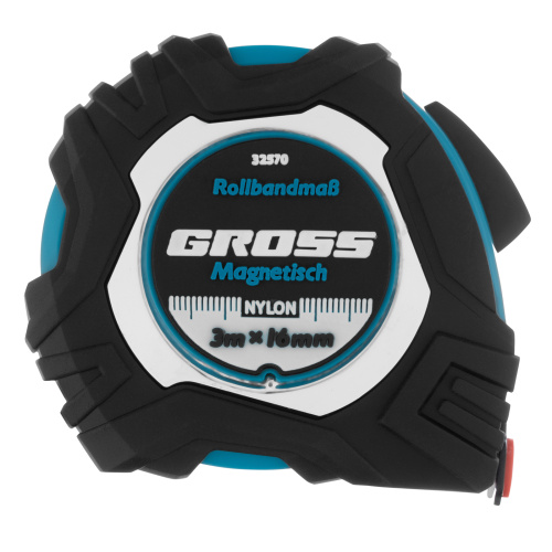 Рулетка Magnetisch 3 м х 16 мм,обрезиненный корпус,автоматическая фиксация,Нейлоновое покрытиеытие,зацеп с магнитом Gross по ценам производителя в Краснодаре с доставкой по всей России