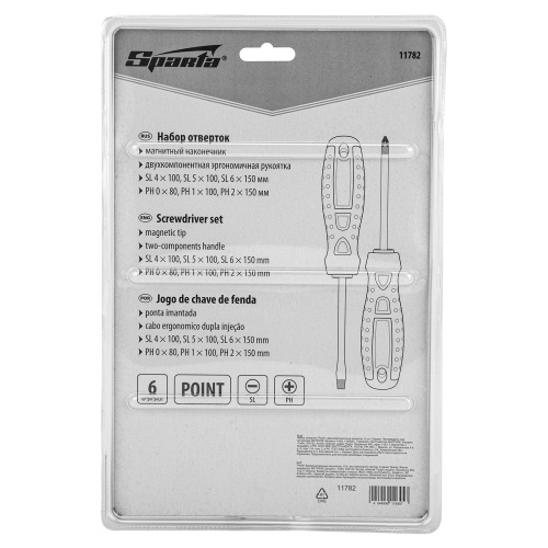 Набор отверток "Point", CrV, двухкомпонентные рукоятки, 6 шт, Sparta по ценам производителя в Краснодаре с доставкой по всей России