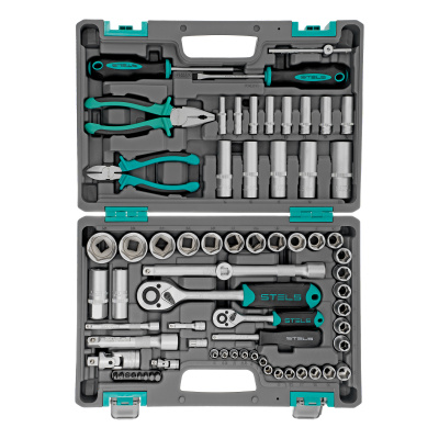 Набор инструментов, 1/2", 1/4", CrV, пластиковый кейс 69 предметов Stels по ценам производителя в Краснодаре с доставкой по всей России