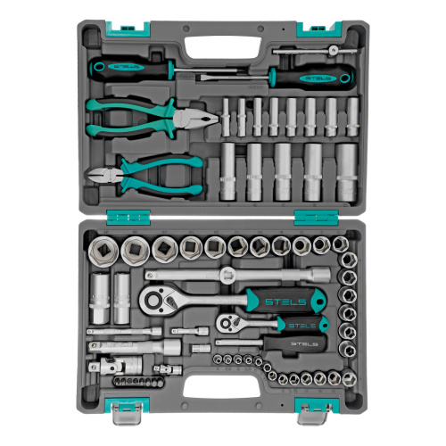 Набор инструментов, 1/2", 1/4", CrV, пластиковый кейс 69 предметов Stels по ценам производителя в Краснодаре с доставкой по всей России