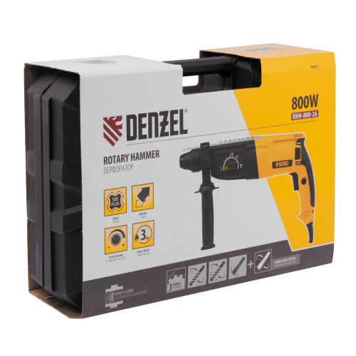 Перфоратор электрический RHH-800-26, SDS-plus, 800 Вт, 3 Дж, 3 плюс 1 реж. Denzel по ценам производителя в Краснодаре с доставкой по всей России