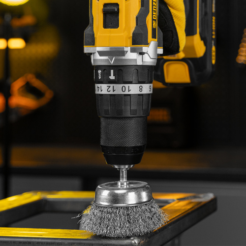 Набор щеток для дрели, 1 Плоская 50мм, 2 Чашки 25-50мм, шпилька, нерж. вит. проволока Denzel по ценам производителя в Краснодаре с доставкой по всей России