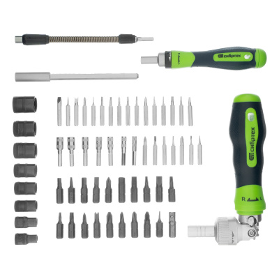 Отвертки реверсивные с набором бит, торцевых головок, 61 предмет, CrV Сибртех по ценам производителя в Краснодаре с доставкой по всей России