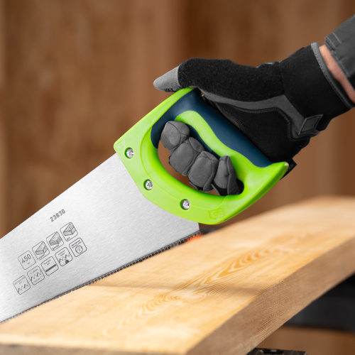 Ножовка по дереву"Зубец" для точных пильных работ, 450 мм, каленый зуб 2D, 14 TPI, двухкомпонентная рукоятка Сибртех по ценам производителя в Краснодаре с доставкой по всей России