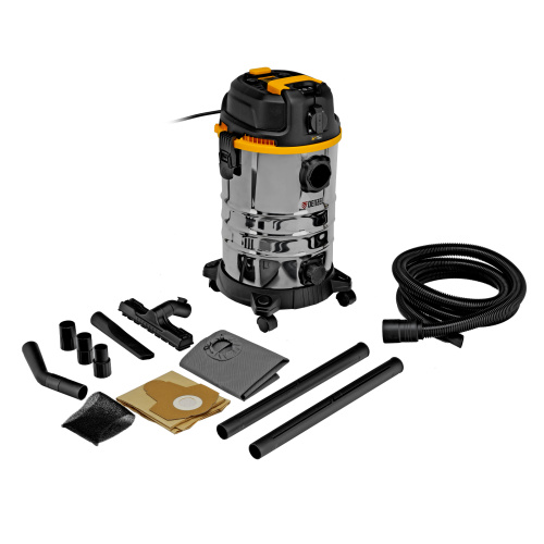 Пылесос строительный RVC30, 1400 Вт, бак 30 л, шланг 3 м, розетка с автосинхр. Denzel по ценам производителя в Краснодаре с доставкой по всей России