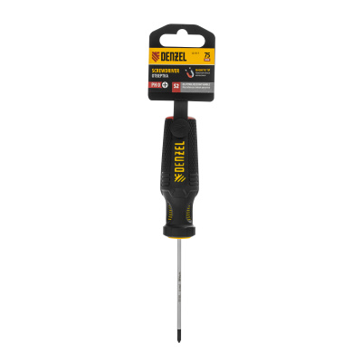 Отвертка, PH0х75 мм, S2, 3к рукоятка Denzel по ценам производителя в Краснодаре с доставкой по всей России