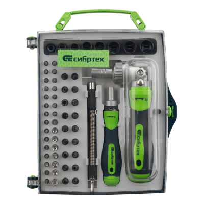 Отвертки реверсивные с набором бит, торцевых головок, 61 предмет, CrV Сибртех по ценам производителя в Краснодаре с доставкой по всей России