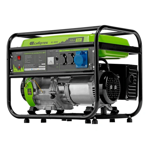 Генератор бензиновый БС-8000, 6,6 кВт, 230В, четырехтактный, 25 л, ручной стартер Сибртех по ценам производителя в Краснодаре с доставкой по всей России