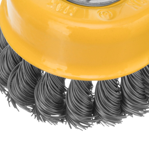Щетка для УШМ, 75 мм, "Чашка", крученая нержавеющая проволока 0.5 мм, М14 Denzel по ценам производителя в Краснодаре с доставкой по всей России