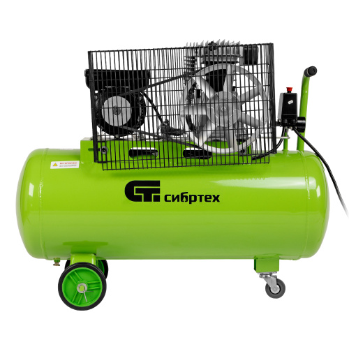 Компрессор воздушный КР-2200/100, 2.2 кВт, 350 л/мин, 100 л, ременной привод, масляный Сибртех по ценам производителя в Краснодаре с доставкой по всей России