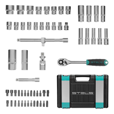 Набор инструментов, 1/2", CrV, пластиковый кейс 60 предметов Stels по ценам производителя в Краснодаре с доставкой по всей России