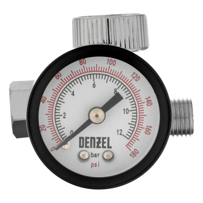 Регулятор давления с манометром для краскораспылителя K1500, 12 бар, 1/4" Denzel по ценам производителя в Краснодаре с доставкой по всей России