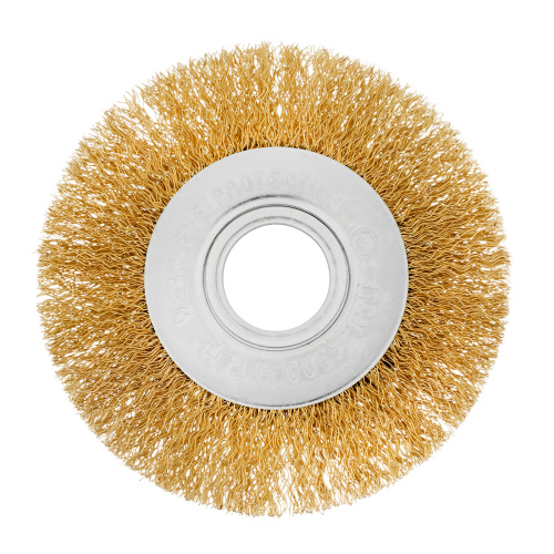 Щетка для УШМ, 100 мм, посадка 22.2 мм, плоская, латунированная витая проволока Matrix по ценам производителя в Краснодаре с доставкой по всей России