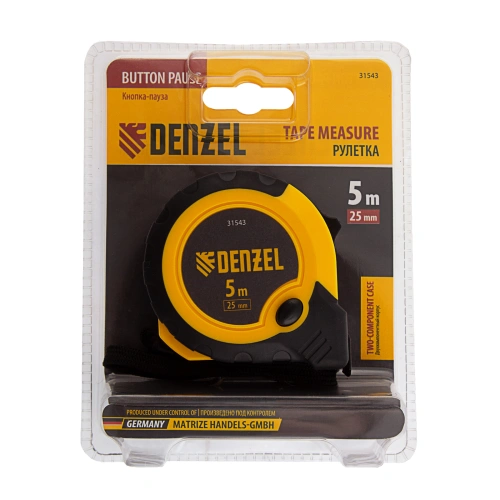 Рулетка 5м х 25мм, двухкомп. корпус, кнопка-пауза Denzel по ценам производителя в Краснодаре с доставкой по всей России