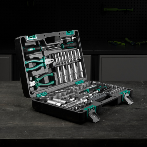 Набор инструментов, 1/2", 1/4", CrV, пластиковый кейс 69 предметов Stels по ценам производителя в Краснодаре с доставкой по всей России