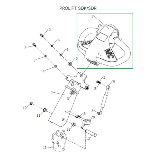 Верхняя часть ручки в сборе для штабелеров SDR 1533/1536/1545S/1645/1656/2036/2045, SDK по ценам производителя в Краснодаре с доставкой по всей России