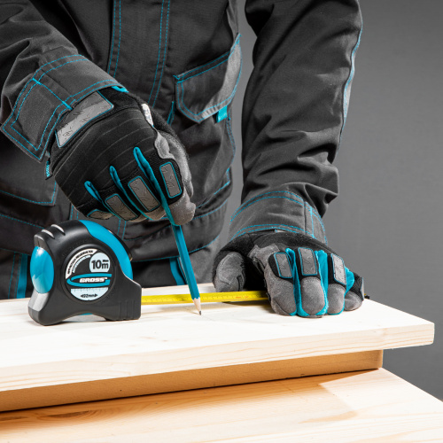 Рулетка "Schlagfest",10 м x 25 мм,магнитный обрезиненный зацеп,двусторонняя шкала,автоматическая фиксация Gross по ценам производителя в Краснодаре с доставкой по всей России