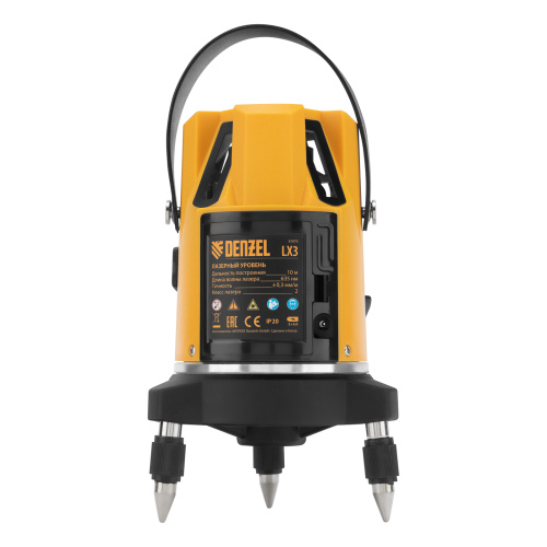 Лазерный уровень LX3, 10 м, ± 0,3 мм/1 м, 635 нм, 4 вертикальных, 1 горизонтальная плоскости, резьба 5/8" Denzel по ценам производителя в Краснодаре с доставкой по всей России