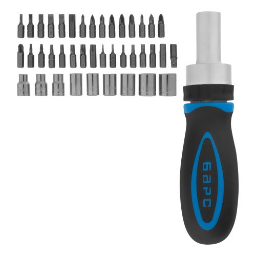 Отвертка реверсивная с набором бит и торцевыми головками, 41 шт Барс по ценам производителя в Краснодаре с доставкой по всей России