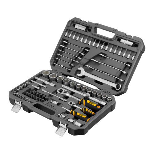 Набор инструментов, 1/2", 1/4", CrV, S2, пластиковый кейс, 82 предмета Denzel по ценам производителя в Краснодаре с доставкой по всей России