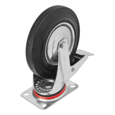 Колесо поворотное с тормозом D 200 мм, крепление  платформенное Сибртех по ценам производителя в Краснодаре с доставкой по всей России