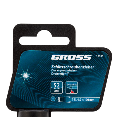 Отвертка SL4 x 100 мм, S2, трехкомпонентная рукоятка Gross по ценам производителя в Краснодаре с доставкой по всей России