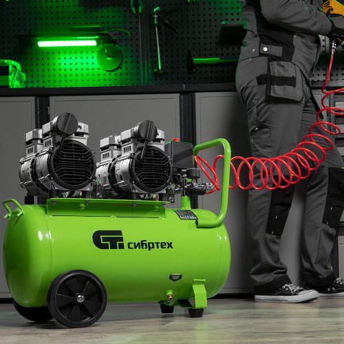 Компрессор безмаслянный малошумный МБ 2000/50, 2000 Вт, 50л, 300 л/мин Сибртех по ценам производителя в Краснодаре с доставкой по всей России