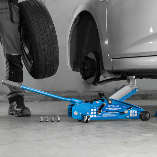 Домкрат гидравлический подкатной с фиксатором, 2.5 т, Safety Pin, 140-385 мм, в кейсе Stels по ценам производителя в Краснодаре с доставкой по всей России
