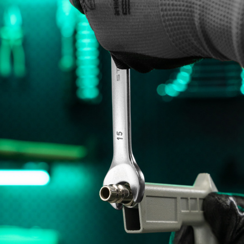 Ключ комбинированный, 15 мм, CrV, матовый хром Stels по ценам производителя в Краснодаре с доставкой по всей России