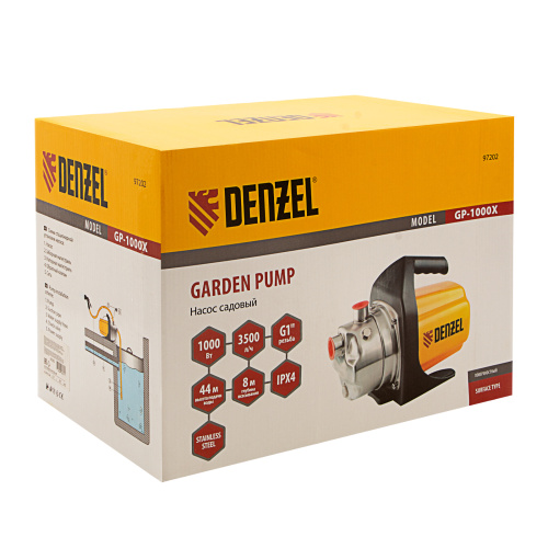 Садовый поверхностный насос GP 1000Х, 1000 Вт, 3500 л/ч, подъем 44 м, нержавейка Denzel по ценам производителя в Краснодаре с доставкой по всей России