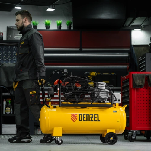 Компрессор воздушный BCW3000-T/100, ременный привод, 3.0 кВт, 100 литров, 520 л/мин Denzel по ценам производителя в Краснодаре с доставкой по всей России